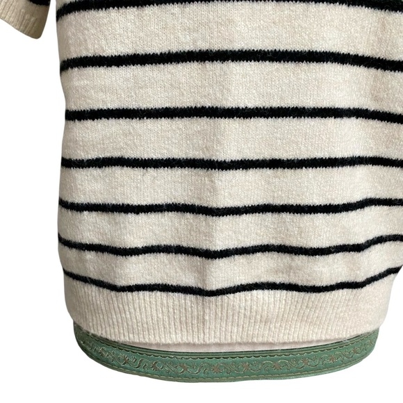 H&M Cream Black Striped Short Sleeve Knit Sweater Small - Picture 3 of 12